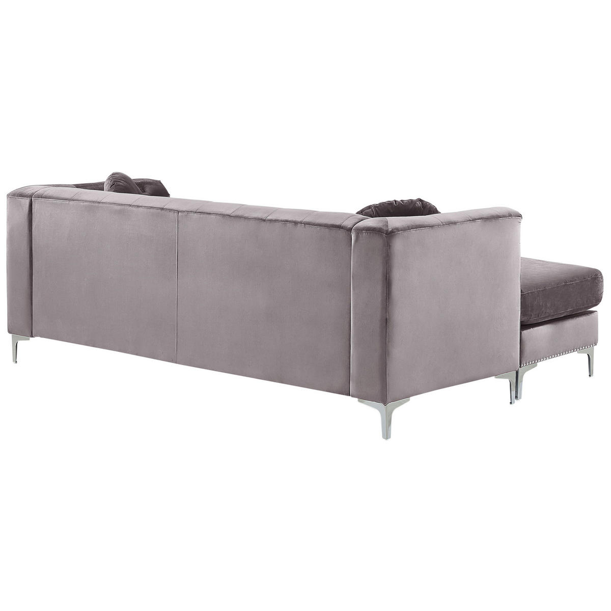 ECKSOFA Samtstoff Grau linksseitig Flen - Grau, Textil (212/145cm) - Beliani