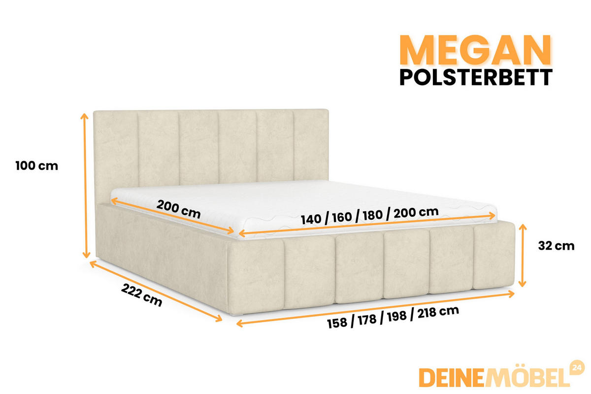 POLSTERBETT MEGAN 160/200 in Velours Beige - Beige, Holz/Holzwerkstoff (160/200cm) - Deine Möbel 24