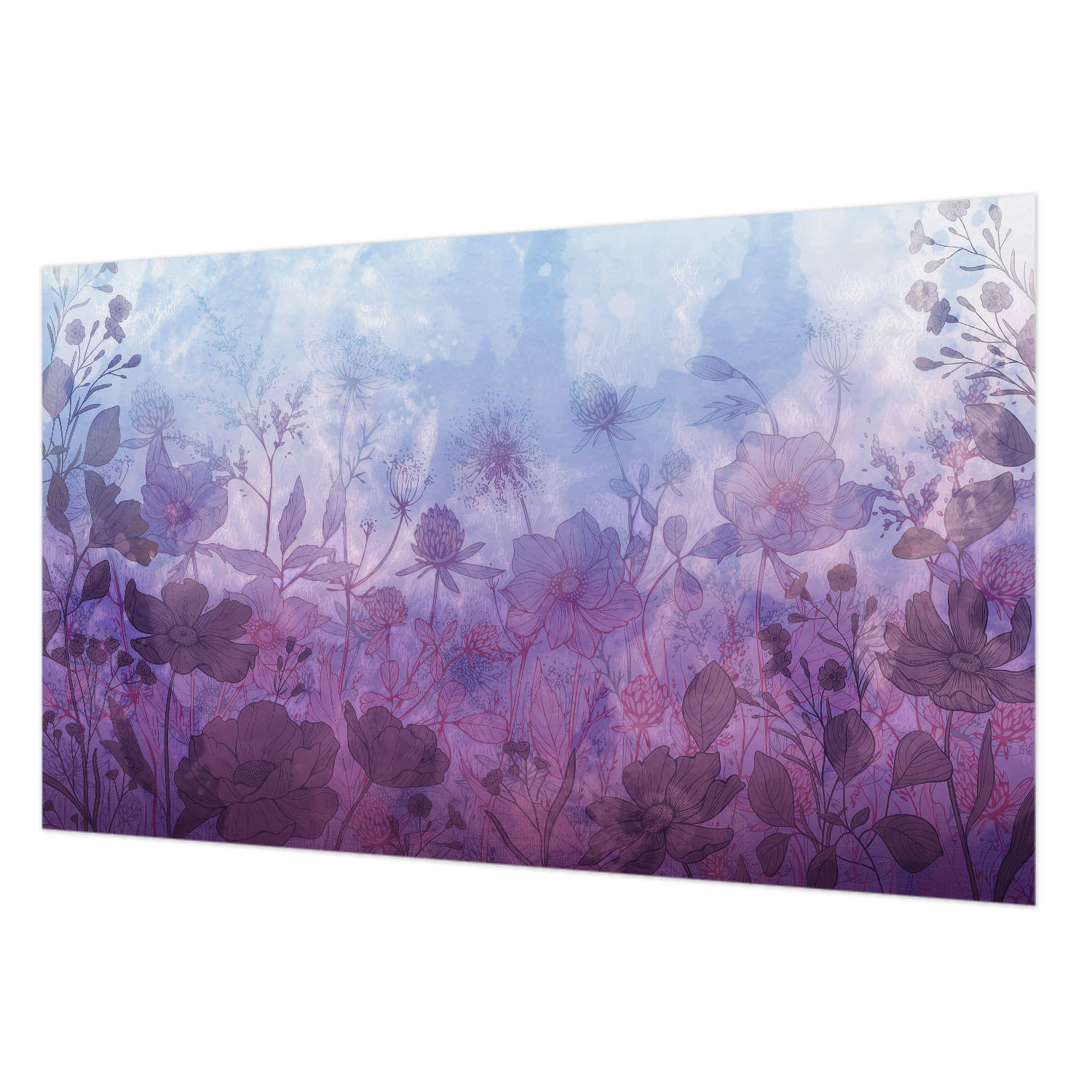 FOTOTAPETE 416x254 cm - Pastellblumen - Blau, Textil (416/254cm) - Wallfluent