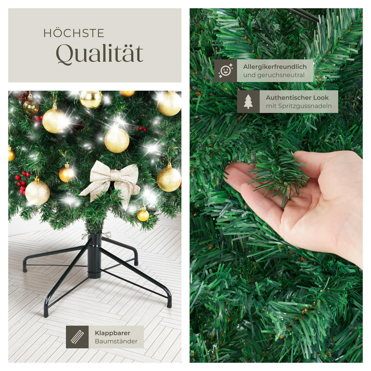 WEIHNACHTSBAUM Comet,pulverbeschichteter Metallständer mit Kunststoffkappen,grün - Grün, Kunststoff (180cm) - tectake