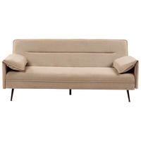 SCHLAFSOFA 3-Sitzer Stoff Hellbraun Vayla - Hellbraun/Schwarz, Textil (198/85/96cm) - Beliani