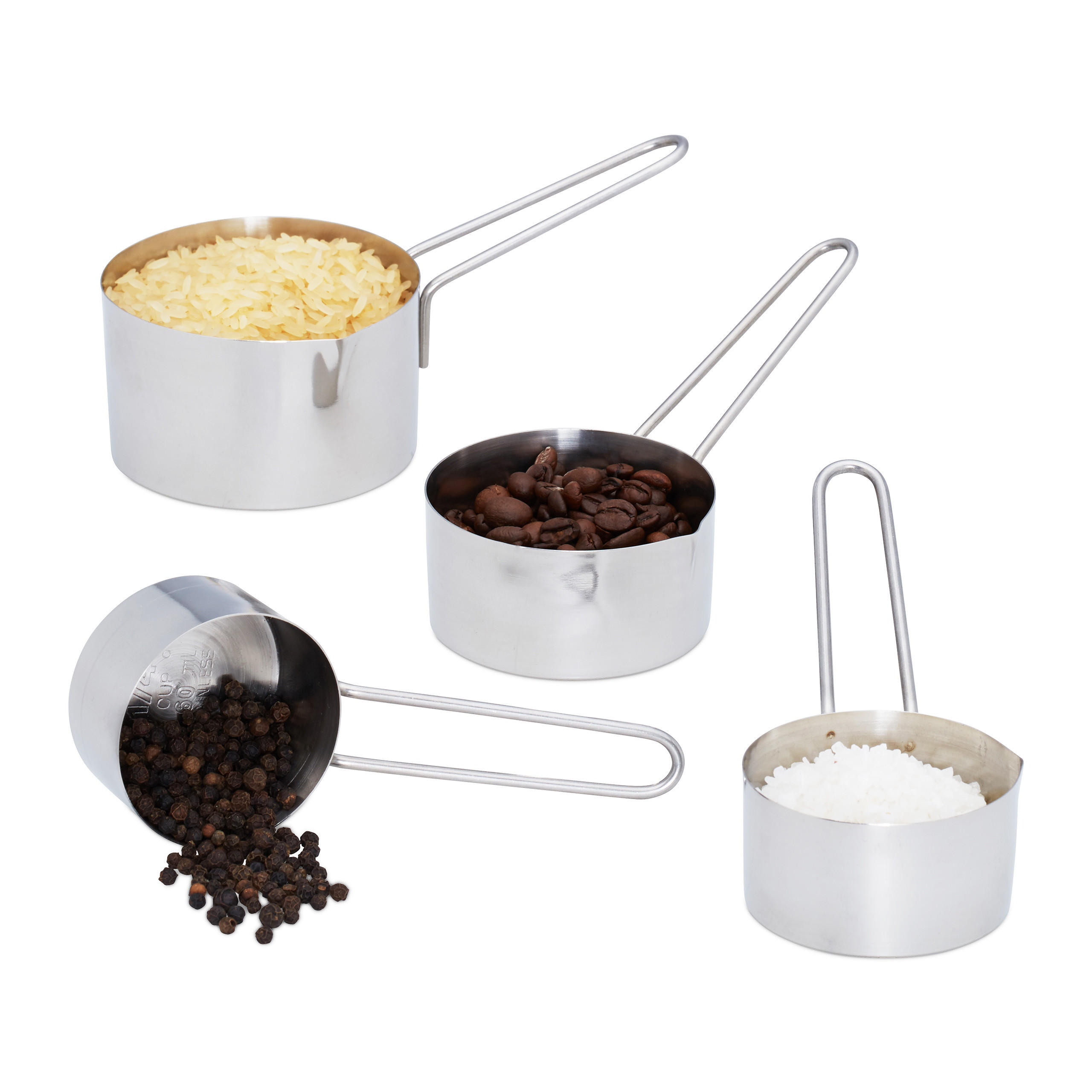 Relaxdays 4Tlg.messbecher-Set Silber