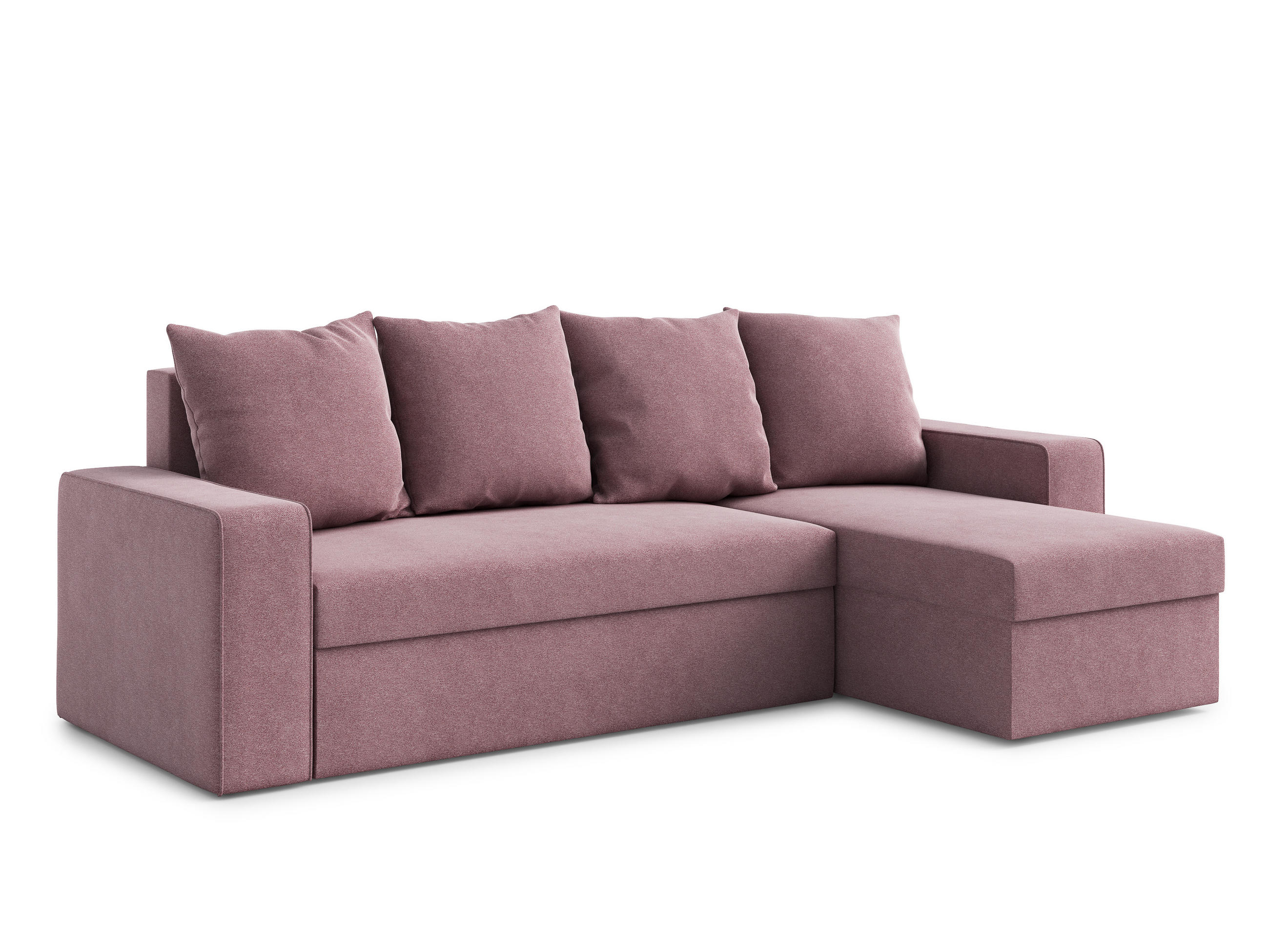 ECKSOFA L Form Climpy Rosa 242/145/98 cm – mit Schlaffunktion und Bettkasten - Hellrosa/Schwarz, Kunststoff/Textil (242/145cm) - AX Living