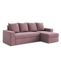 ECKSOFA L Form Climpy Rosa 242/145/98 cm – mit Schlaffunktion und Bettkasten - Hellrosa/Schwarz, Kunststoff/Textil (242/145cm) - AX Living