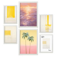 POSTER Set Mit 6 Sommerparadies In Vielseitiger Stil A3 & A4 Weißer Rahmen - Weiß, Papier (29/3cm) - Nacnic