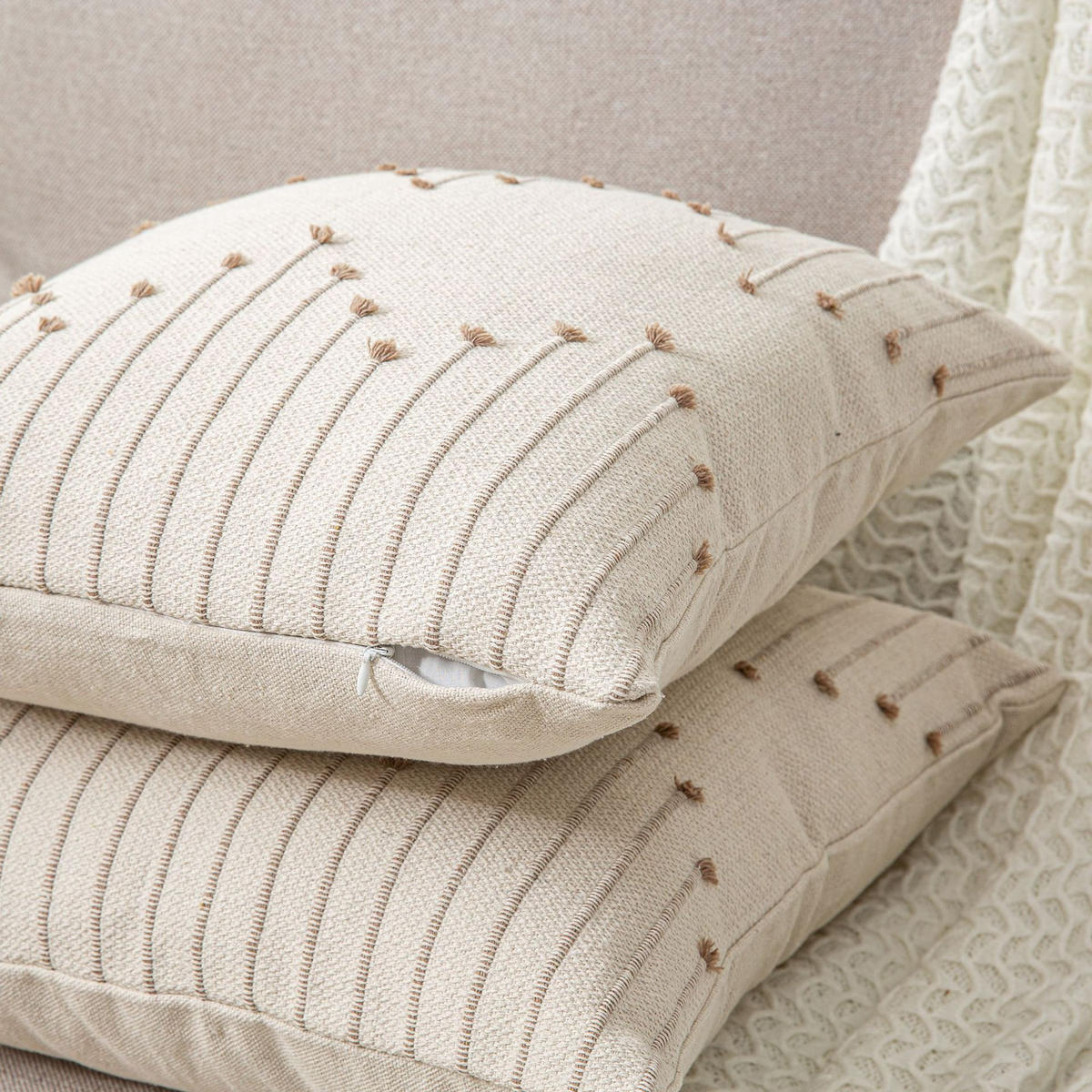 KISSENBEZUG – ohne Füllung – weiß – 45 x 45 cm – 2 Stück - Weiß, Textil (45/45cm)