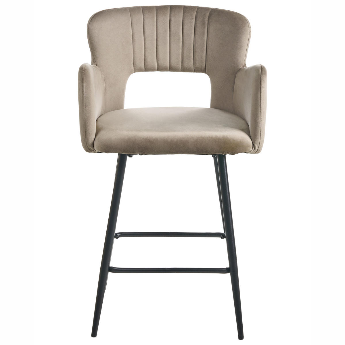 BARSTÜHLEN 2er-Set Taupe Sanilac - Taupe/Schwarz, Textil (51/91/44cm) - Beliani