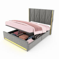 POLSTERBETT 160/200 mit Bettkasten, LED, USB, Type-C und Seitentaschen aus Samt - Dunkelgrau, Holzwerkstoff/Textil (160/200cm) - EVRYAE