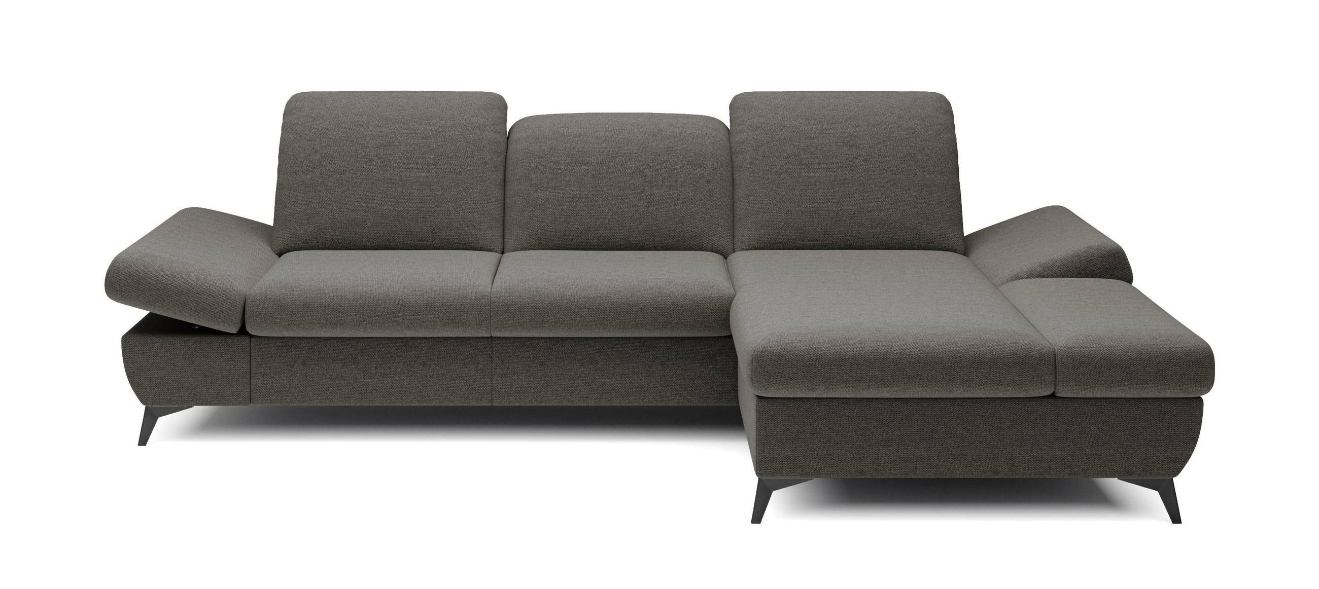 ECKSOFA FELICE R-S Grau Geflochtener Stoff mit Schlaffunktion - Grau, Holz (284/166cm) - MASSENO