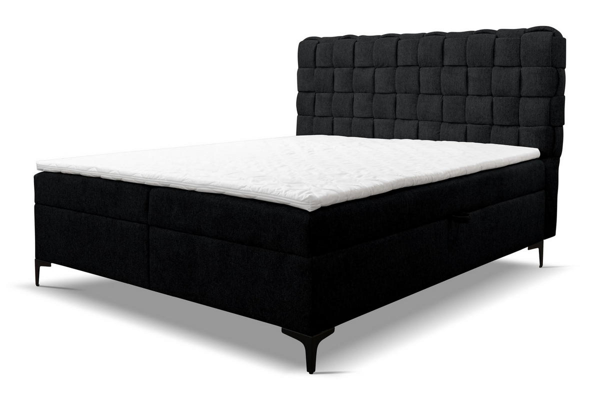 BOXBETT ROMA mit zwei Bettkästen H2/H3 Matratze und Topper 160 x 200 cm - Schwarz, Holzwerkstoff (160/200cm) - VENASI MÖBEL