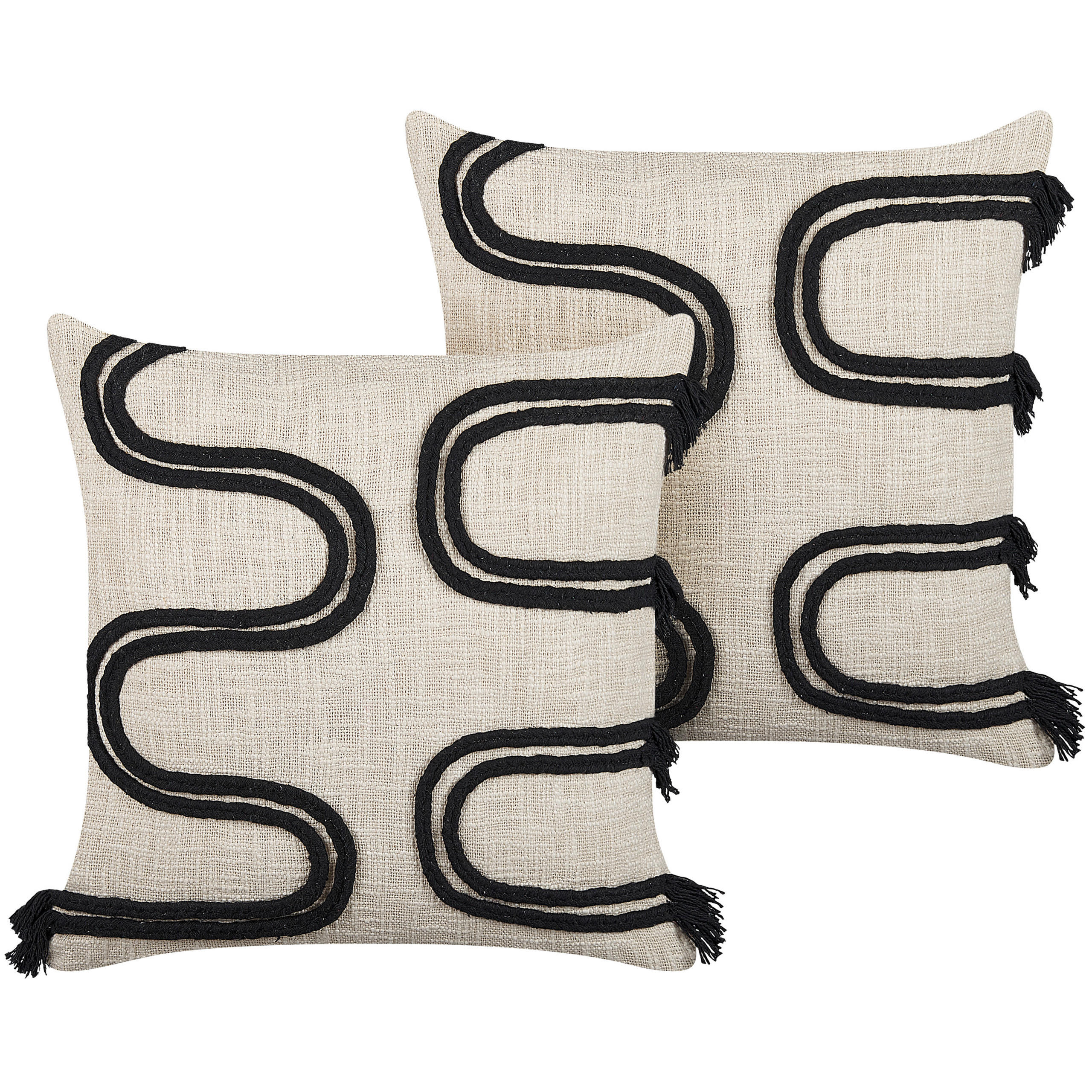 DEKOKISSEN 2er-Set Hellbeige 45/45 cm Fuchsia - Beige, Naturmaterialen/Textil (45/45cm) - Beliani