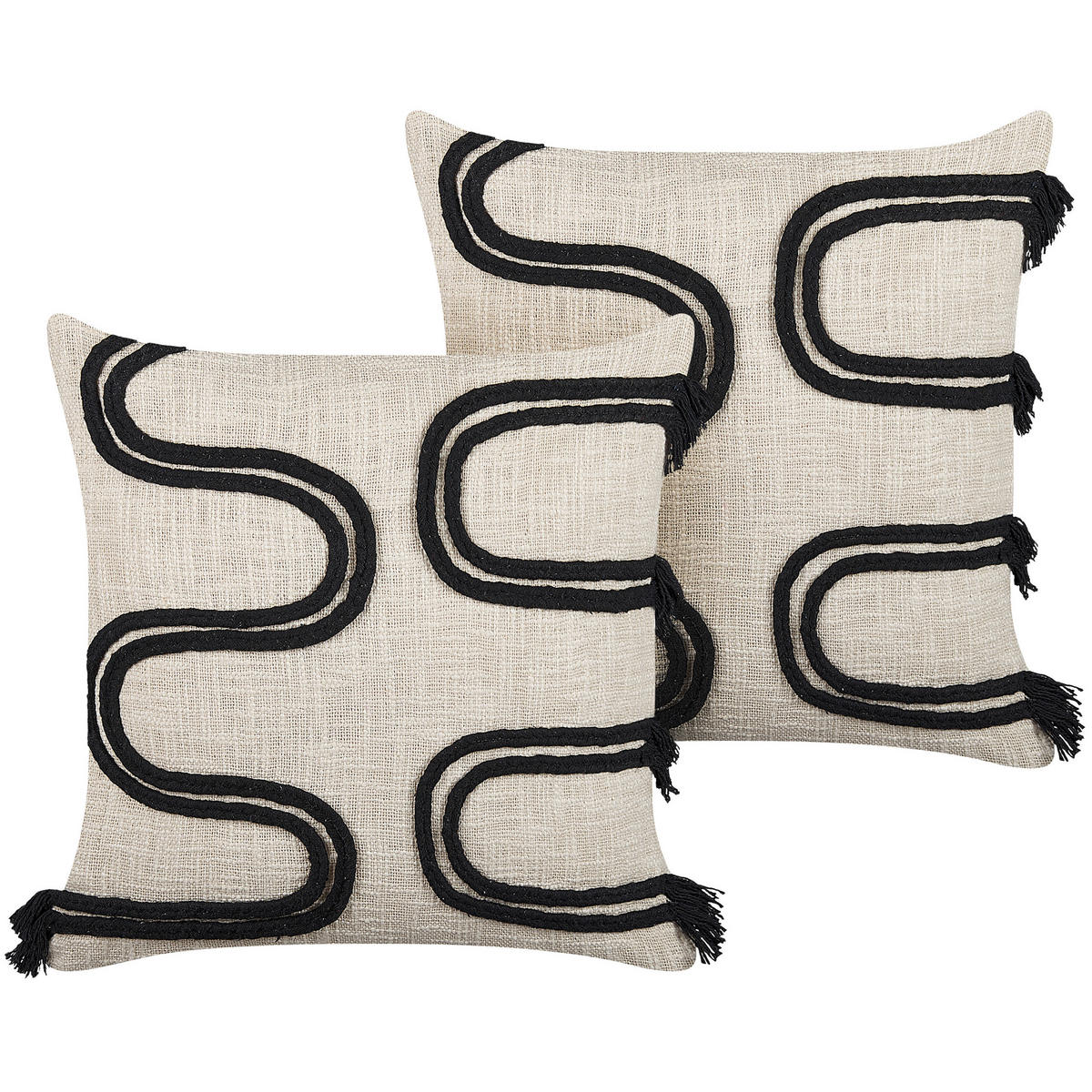 DEKOKISSEN 2er-Set Hellbeige 45/45 cm Fuchsia - Beige, Naturmaterialen/Textil (45/45cm) - Beliani