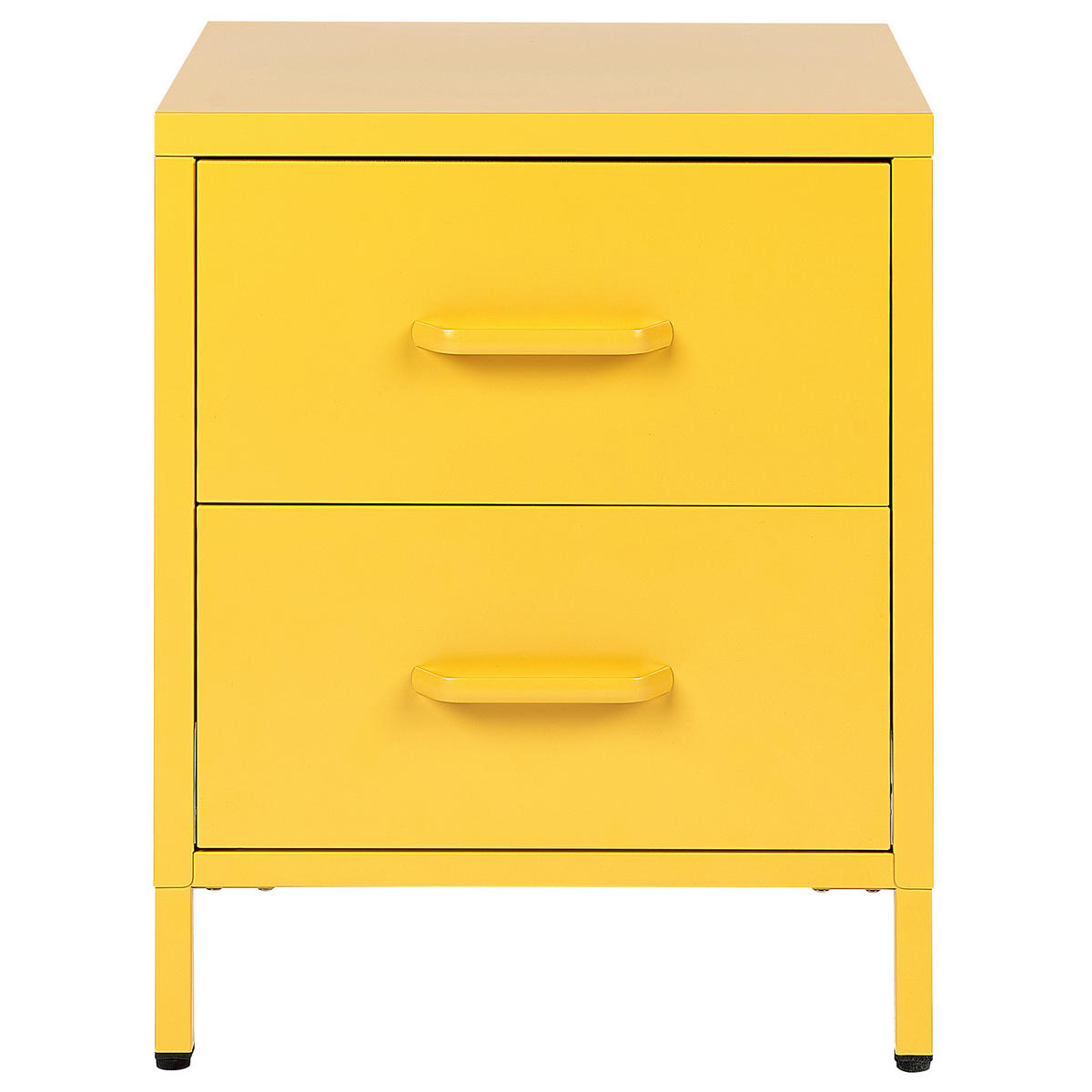 NACHTTISCH gelb 2 Schubladen Malavi - Gelb, Metall (43/55/40cm) - Beliani