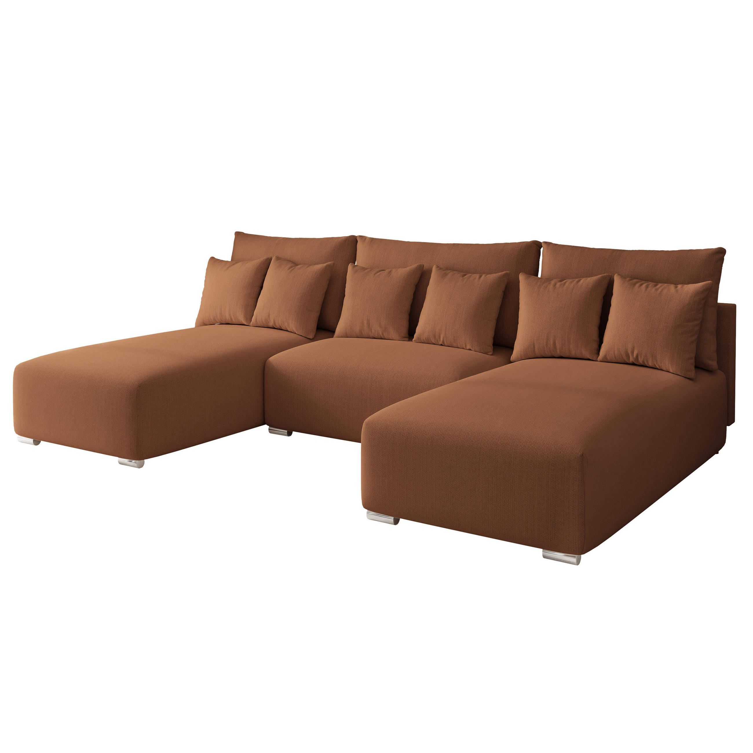 WOHNLANDSCHAFT ELVO mit Schlaffunktion und Bettkasten Braun - Braun, Holzwerkstoff/Kunststoff (300/91/190cm) - Idohome