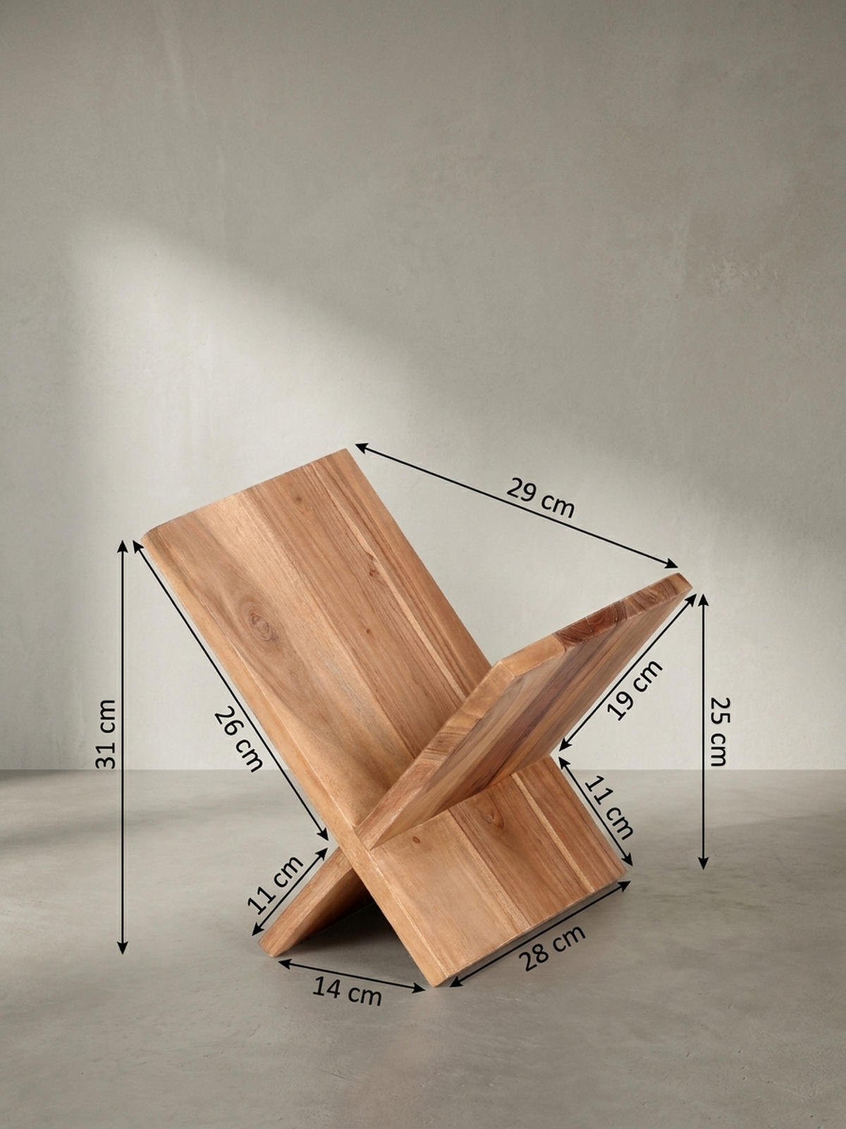 ZEITUNGSSTÄNDER Massivholz Handgefertigt X-Form, Beige 29x28x31 cm - Beige/Braun, Holz (29/31/28cm) - KADIMA DESIGN