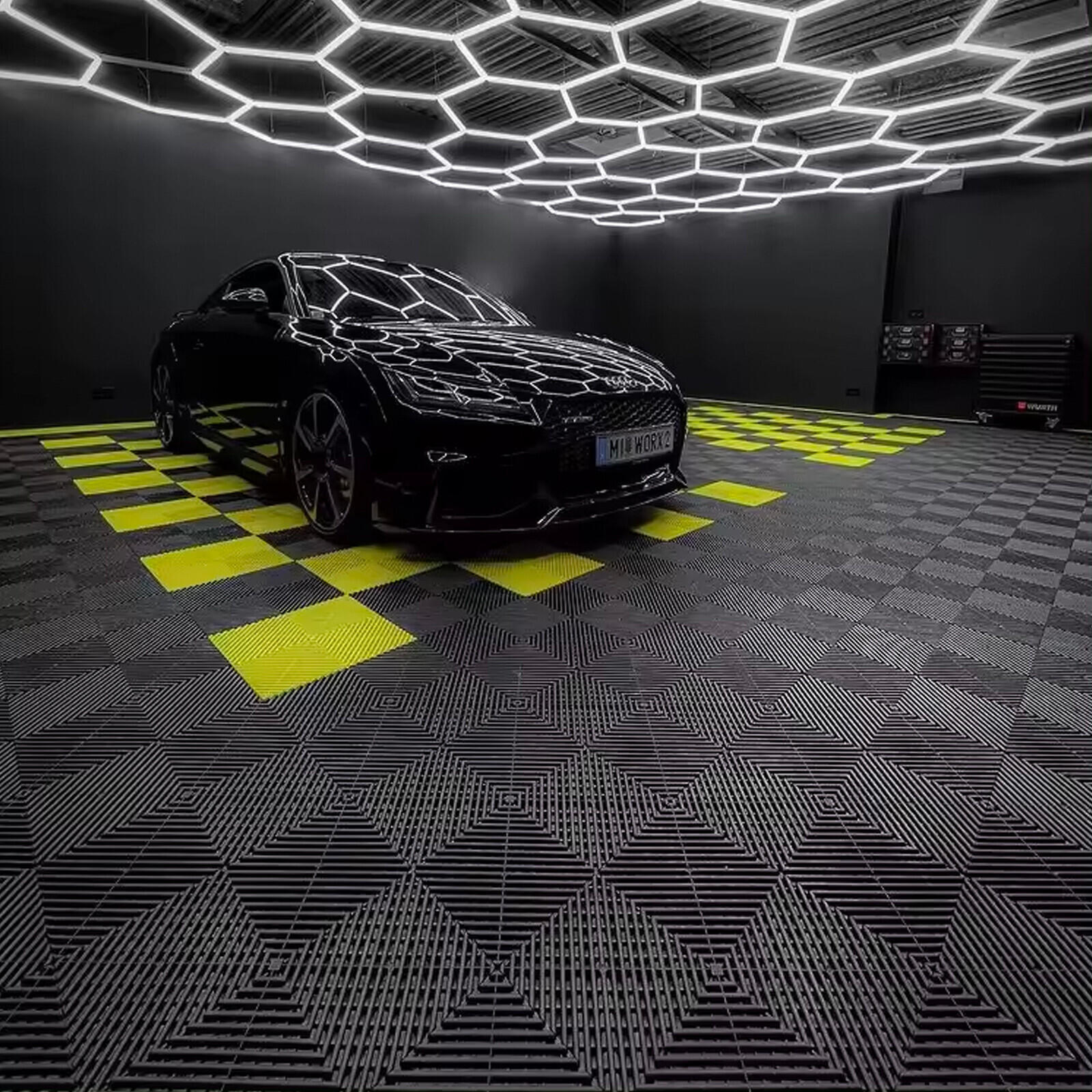 KLICKFLIESEN Durchbrochen für Garage, Werkstatt und Ausstellungsraum - Farbe Gelb - Set von 6 Fliesen - Gelb, Kunststoff (39.5/39.5/2cm) - MOSAIK AERO