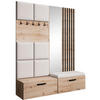 GARDEROBE Margaret I+II 162/203/43 mit gepolsterten Paneelen/Lamellen/Spiegel - Beige/Schwarz, Holzwerkstoff/Kunststoff (162/203/43cm) - Beautysofa