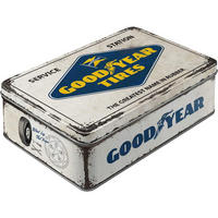 VORRATSDOSE flach Goodyear Logo White - Multicolor, Metall (23/7/16cm) - Nostalgic-Art