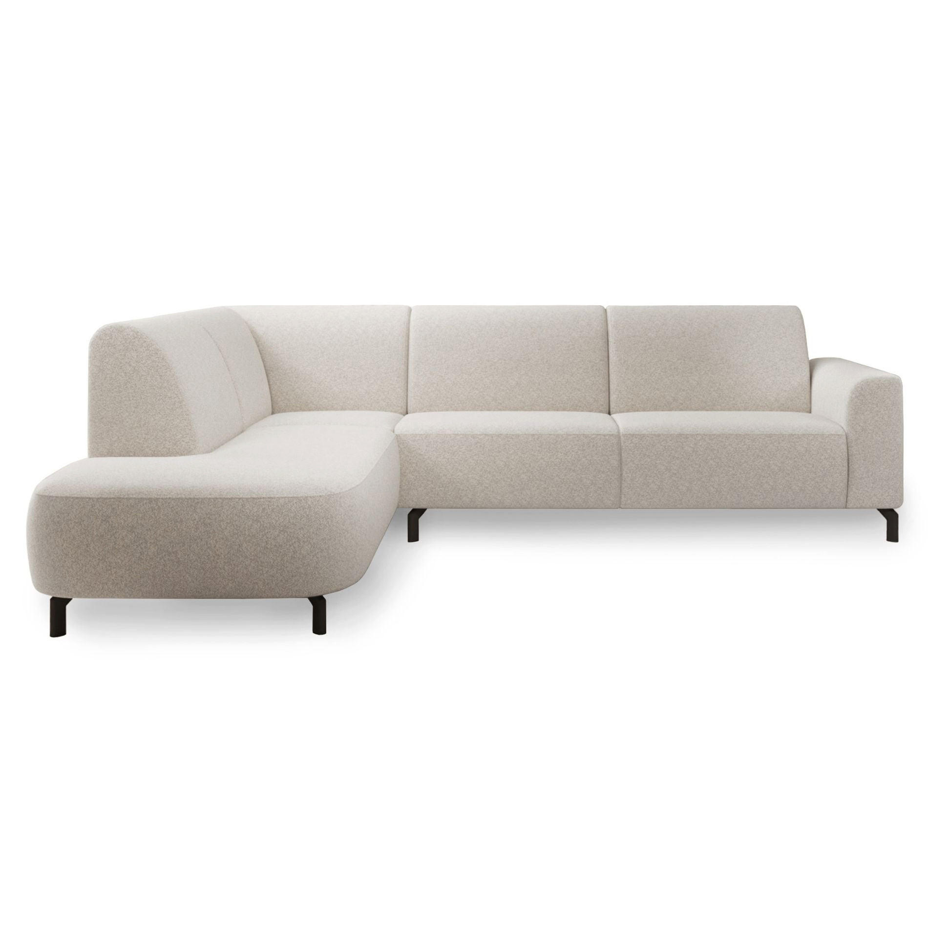 ECKSOFA Lununa Creme mit Armlehne, Bouclé, Ottomane links - Taupe/Schwarz, Textil/Metall (277/218cm) - Selsey