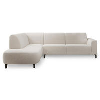 ECKSOFA Lununa Creme mit Armlehne, Bouclé, Ottomane links - Taupe/Schwarz, Textil/Metall (277/218cm) - Selsey