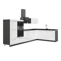 KUHINJA U OBLIKU SLOVA L Fame-Line, Sjajna Bijela /Antracit, 347 x 207 cm, RP Antracit - bijela visoki sjaj/antracit, drvni materijal (347/153.6/60cm) - Vicco