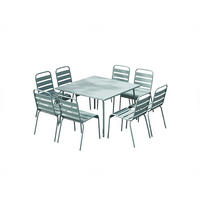GARTENESSGRUPPE im Set - 8 -Sitzer - Stahl - mandelgrün - MIRMANDE - Grün, Metall - Vente-Unique