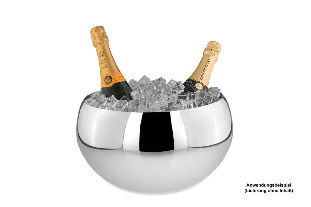 CHAMPAGNER-/FLASCHENKÜHLER Bowl Hochglanz poliert (H) 34 x (Ø) 20 cm - Silberfarben, Paraffin (20/34cm) - Hermann Bauer jun. Kollektion GmbH