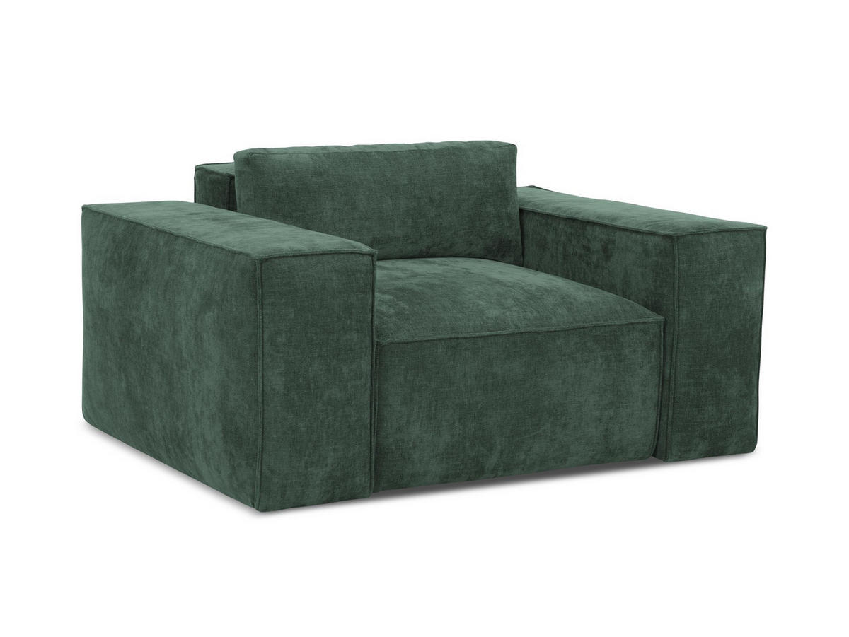 SCHLAFSESSEL Chenille Stoff Grün - Schwarz/Grün, Holzwerkstoff/Kunststoff (157/81/113cm) - Makamii