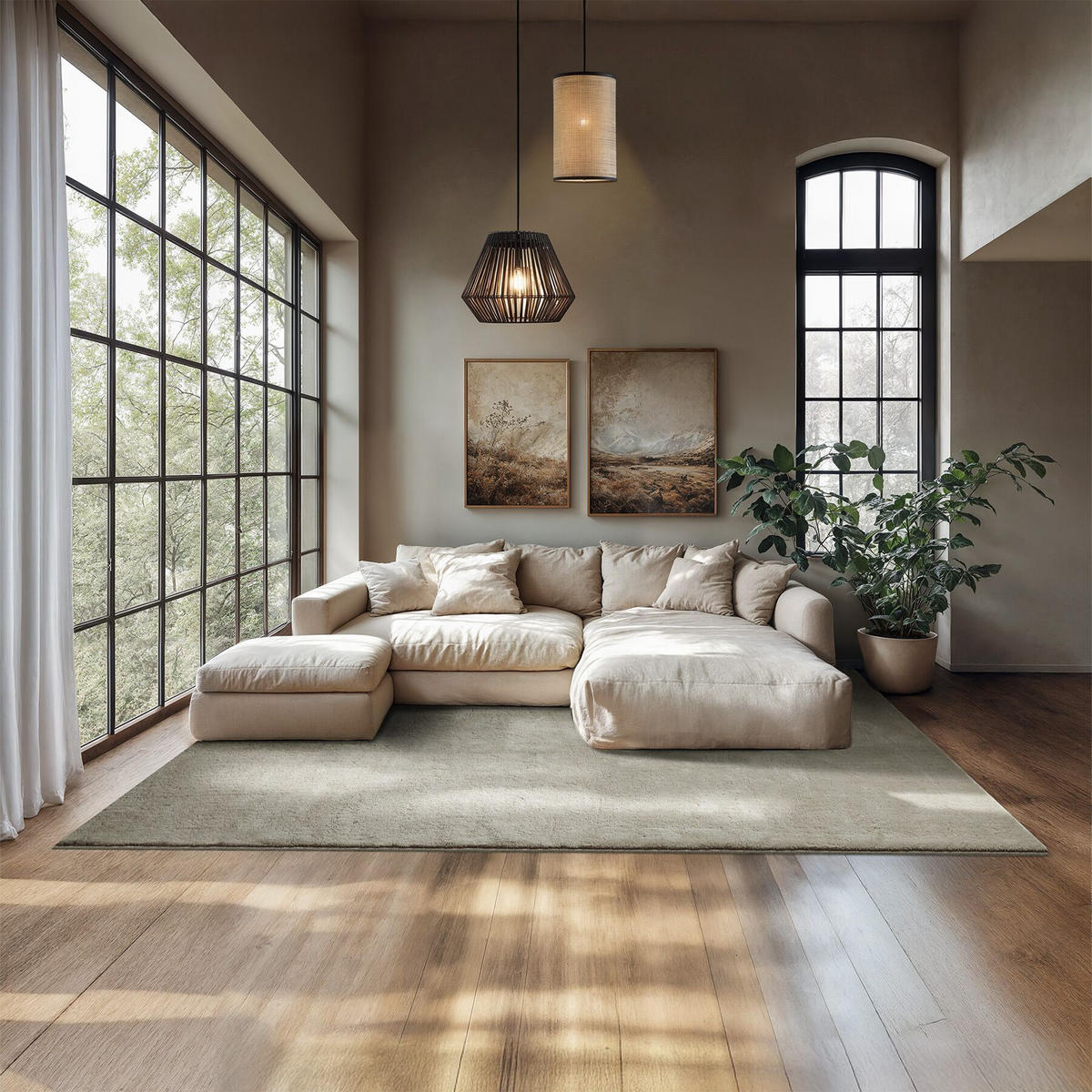 KURZFLORTEPPICH Soft Zone,rutschfeste Unterseite,Sand - Sandfarben, Kunststoff (290/200cm) - tectake