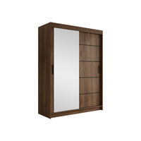 SCHIEBETÜRENSCHRANK Infinity III 150 - Nussbaumfarben/Schwarz, Holzwerkstoff/Kunststoff (150/200/58cm) - MIRJAN24