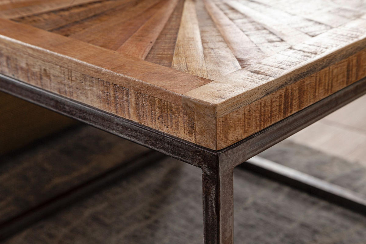 COUCHTISCH Mangoholz Modernes Design Große Ablagefläche Stabile Beine - Schwarz/Braun, Holz/Metall (55/55/40cm) - KADIMA DESIGN