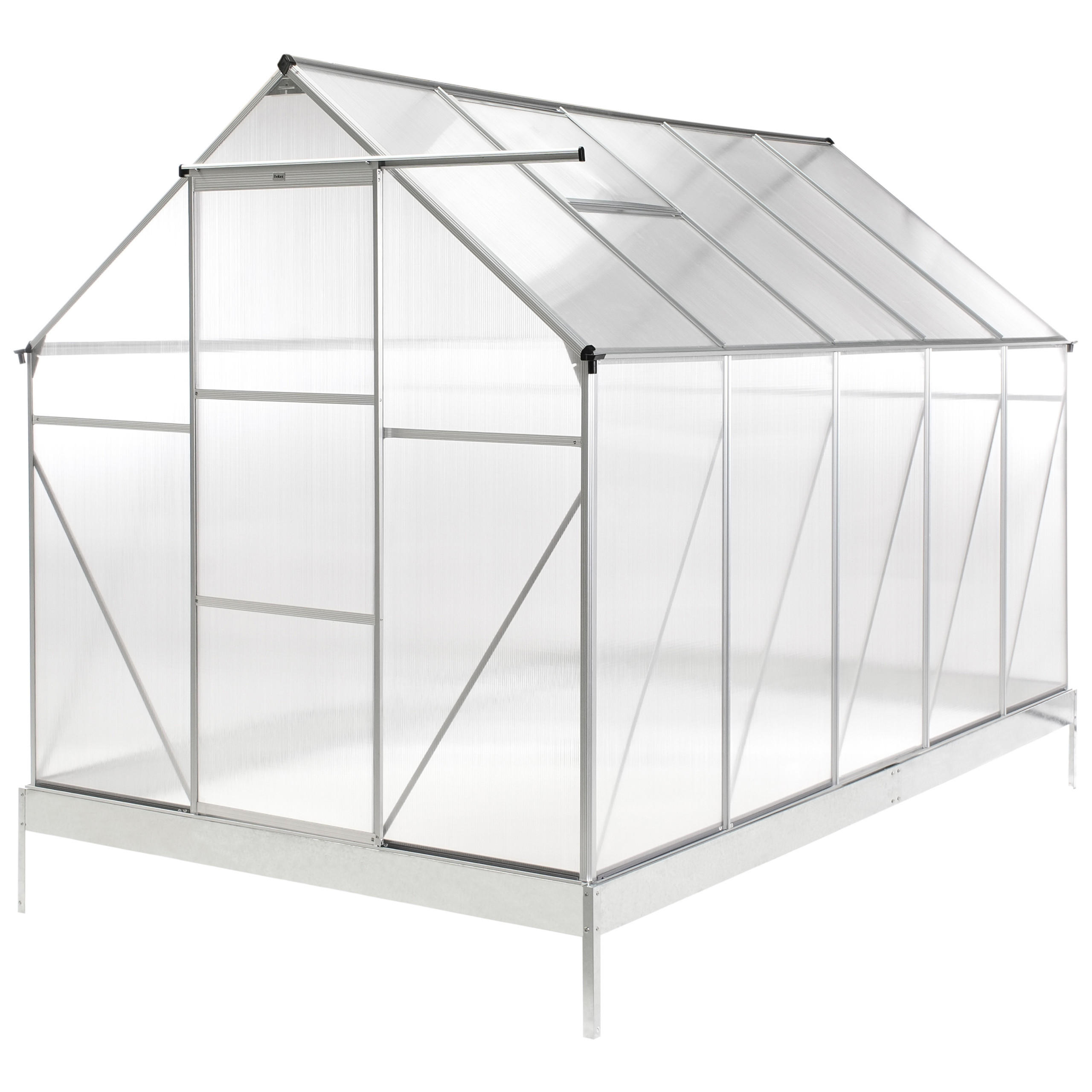 GEWÄCHSHAUS Silber 315 cm Apulia - Transparent/Silberfarben, Kunststoff (190/230/315cm) - Beliani