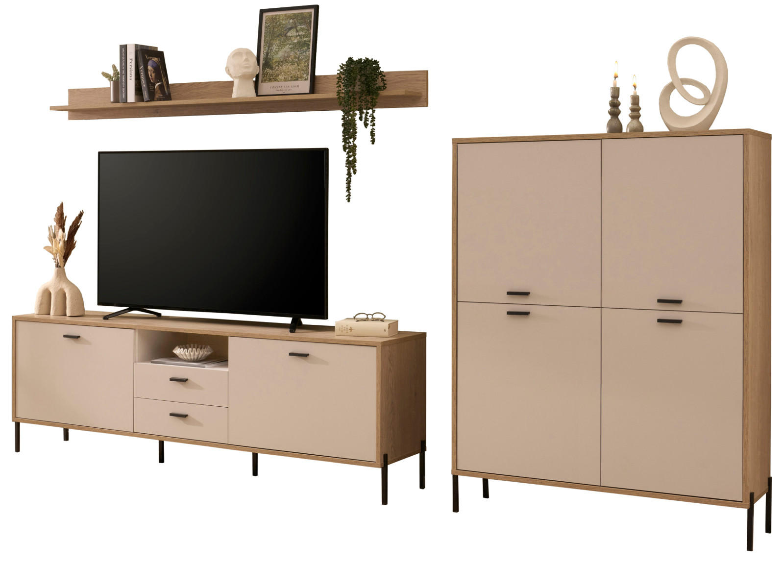 Furn.Design Wohnwand Kaschmir, Eiche 320x170x40 cm
