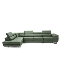 ECKSOFA WILD MAXI L Links mit Schlaffunktion 125x195 Velours Dunkelgrün - Chromfarben/Dunkelgrün, Holz/Textil (203/350cm) - Muffo