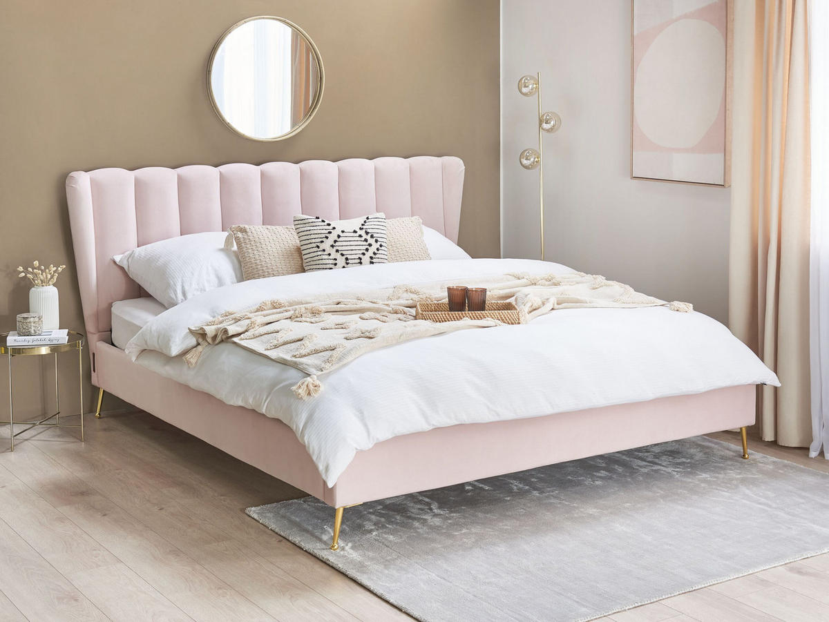 POLSTERBETT 180/200cm Rosa Miribel - Pink, Textil (180/200cm) - Beliani
