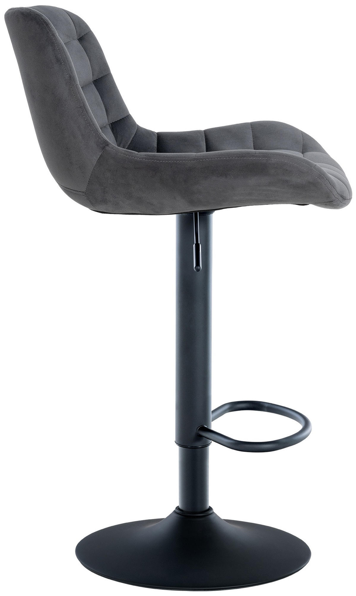 BARHOCKER 2er Set Samt dunkelgrau - Dunkelgrau/Schwarz, Textil/Metall (48/81/54cm) - CLP