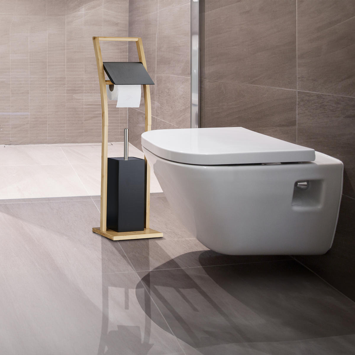 WC-GARNITUR - Multicolor, Holz/Kunststoff (20/74/20cm) - Relaxdays