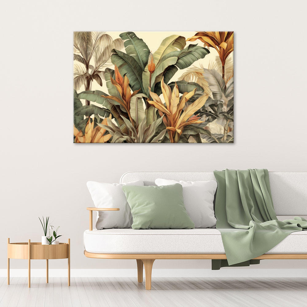 LEINWANDBILD Bananenblätter in Sepia - Beige, Textil (60/40cm) - Feeby