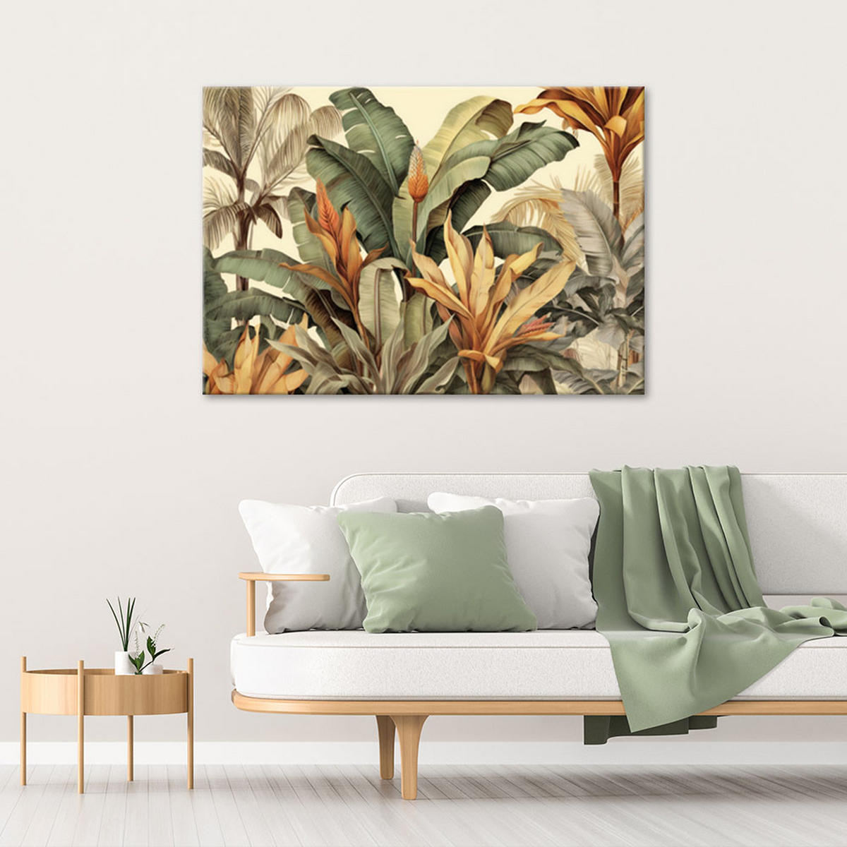 LEINWANDBILD Bananenblätter in Sepia - Beige, Textil (100/70cm) - Feeby