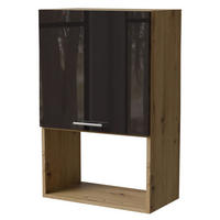 MIKROWELLENUMBAUSCHRANK Essen W4MK/60 Schwarz Hochglanz / Eiche Artisan Matt 60 / 32,5 / 96cm - Schwarz Hochglanz/Schwarz, Holz/Holzwerkstoff (60/96/32.5cm) - Feldmann-Wohnen