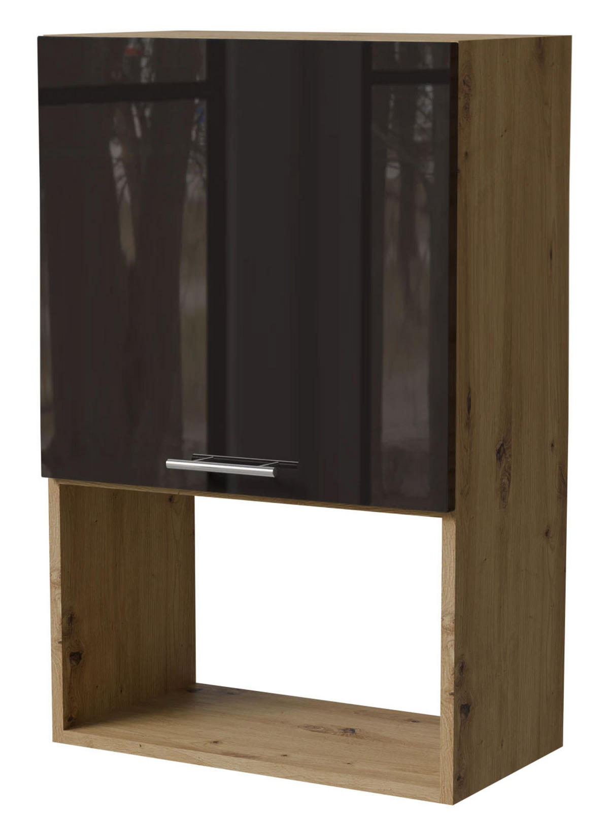 MIKROWELLENUMBAUSCHRANK Essen W4MK/60 Schwarz Hochglanz / Eiche Artisan Matt 60 / 32,5 / 96cm - Schwarz Hochglanz/Schwarz, Holz/Holzwerkstoff (60/96/32.5cm) - Feldmann-Wohnen