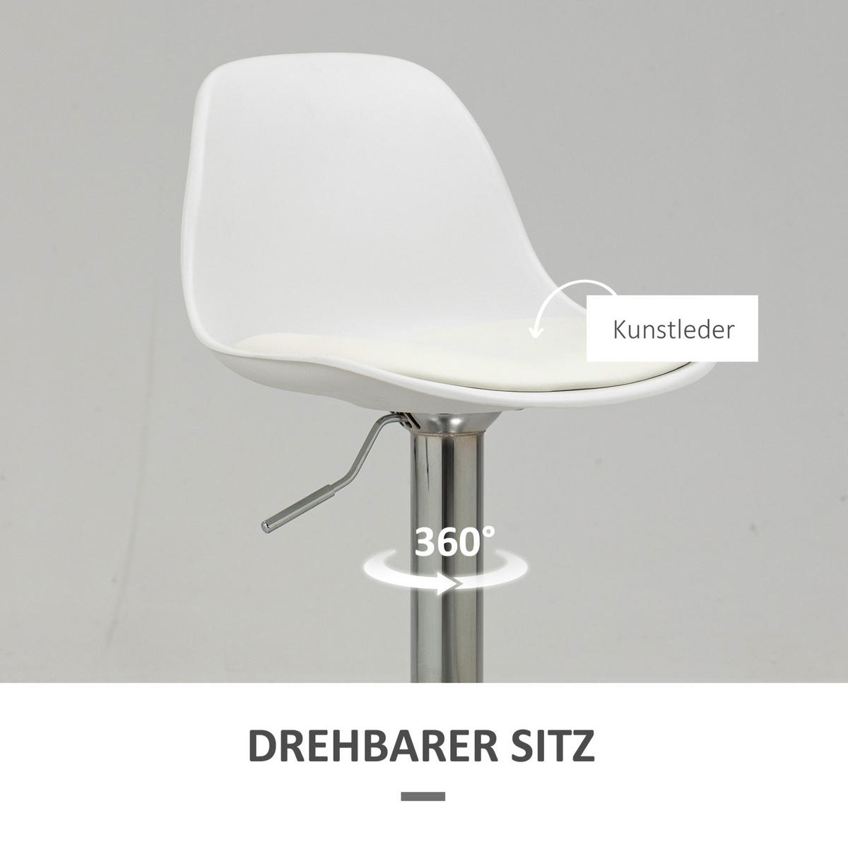 BARHOCKER 2er-Set Weiß, höhenverstellbar aus Kunstleder - Weiß, Kunststoff (42/104/38cm) - MIVRAY
