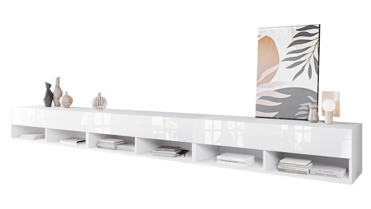 TV-LOWBOARD A300 - Weiß Hochglanz/Weiß, Holzwerkstoff (300/32/33cm) - MIRJAN24