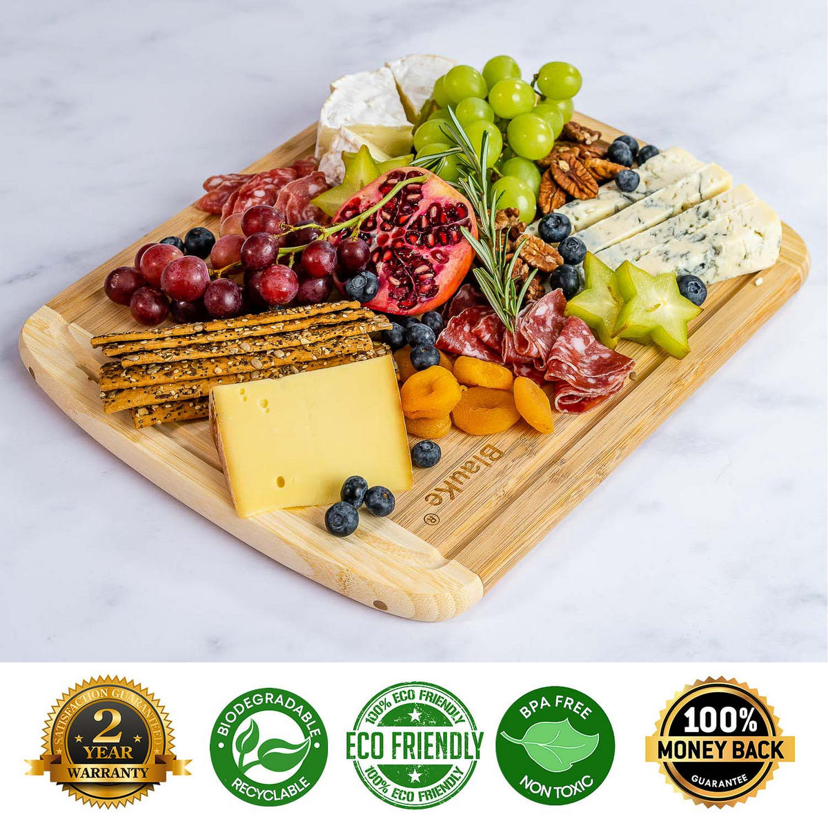 SCHNEIDEBRETT aus Holz mit Saftrille (37x29cm) - Beige, Holz (29.1/37cm) - BlauKe