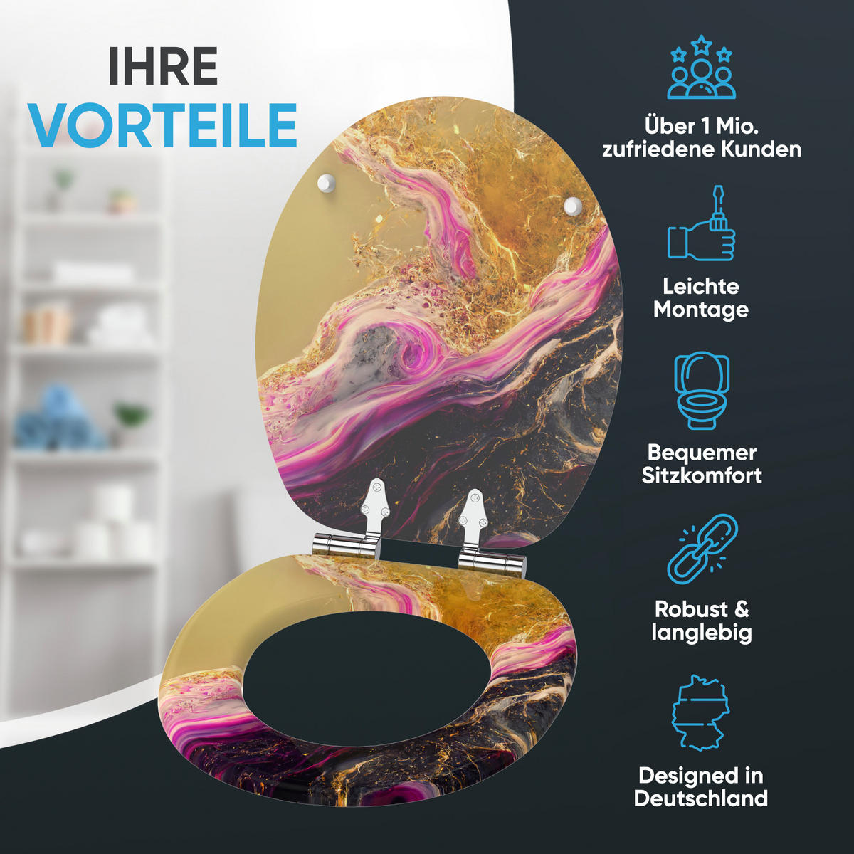 WC Sitz mit Absenkautomatik Brillante - Goldfarben, Holzwerkstoff (38/6/47cm) - Sanilo