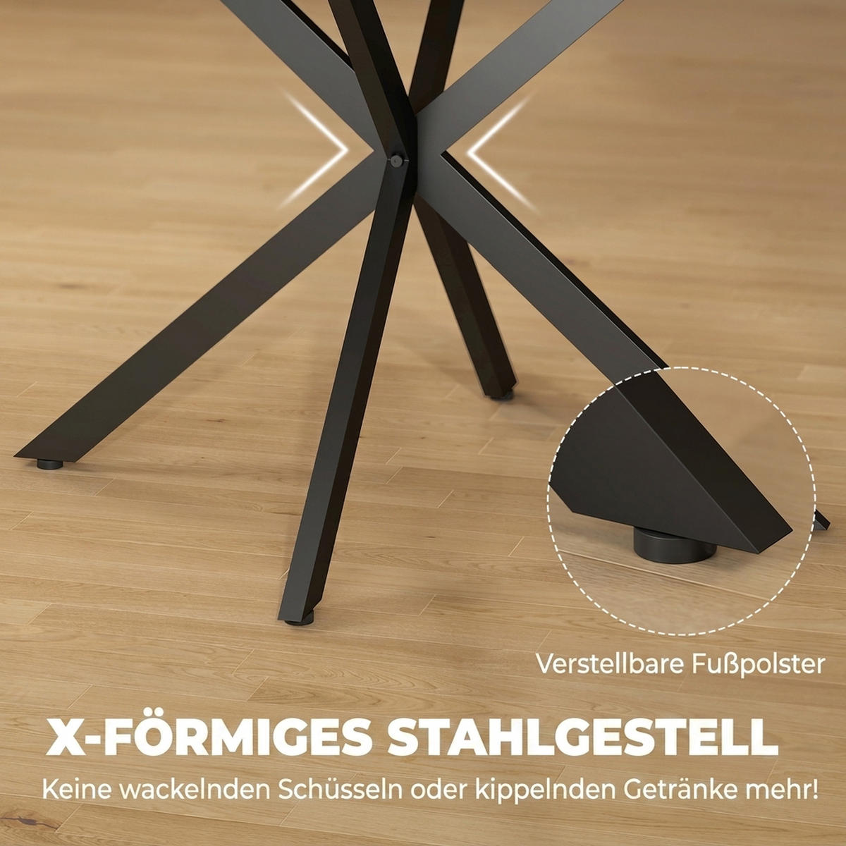 AUSZIEHBARER-ESSTISCH MDF Stahl Schwarz - Schwarz, Holzwerkstoff/Metall (135/100/75cm) - HOMCOM