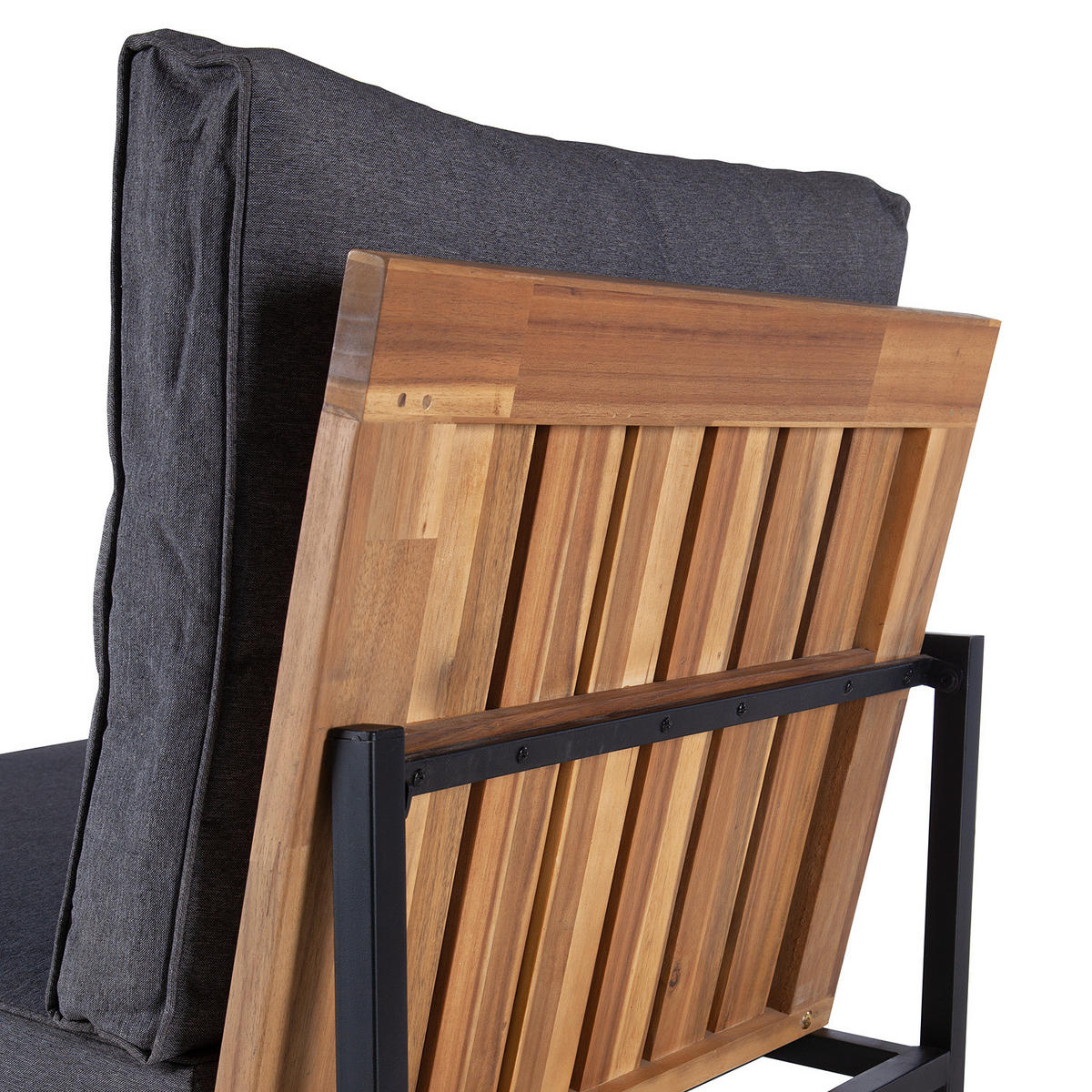 LOUNGEECKE - Polyester / Akazie massiv - Grau / Braun - Braun/Grau, Holz/Textil (68/79/74cm) - home24