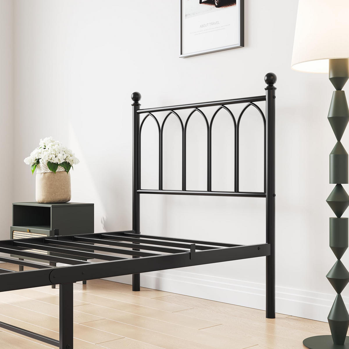 METALLBETT 90x200 cm Vintage Stauraum schwarz - Schwarz, Holzwerkstoff (90/200cm) - LEBENLANG