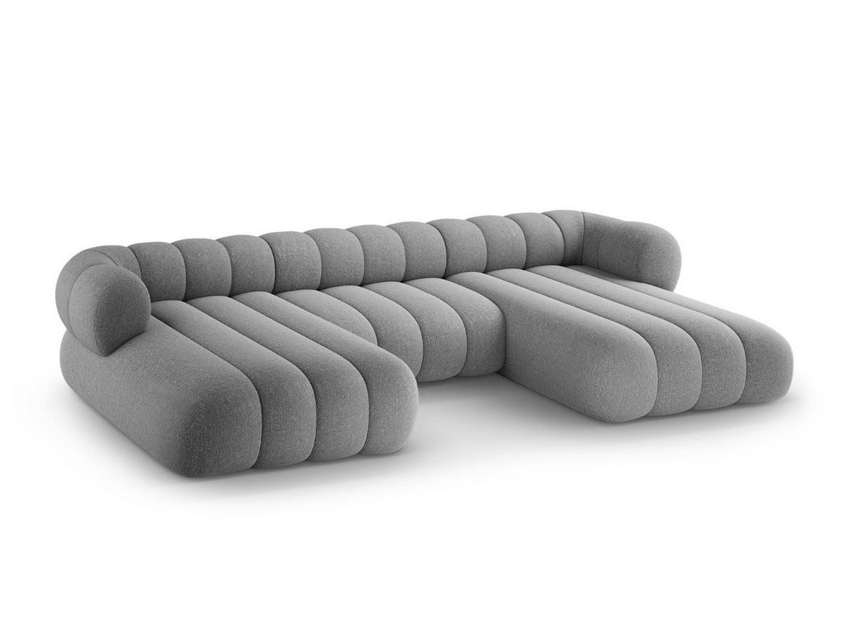 PANORAMASOFA Koge aus Chenille-Stoff hellgrau 6 Sitzplätze - Hellgrau, Textil (165/70/348cm) - Cosmopolitan Design