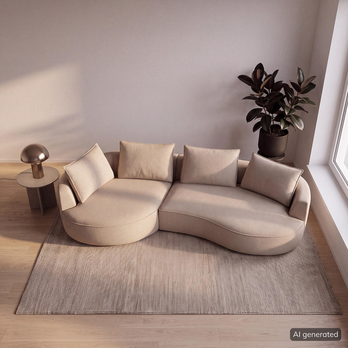 BIGSOFA - Beige/Schwarz, Kunststoff/Textil (322/82/154cm) - home24